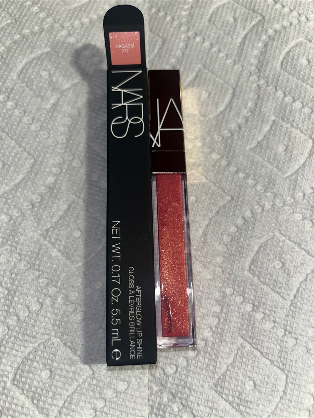 NARS Afterglow Lip Shine — Shimmery Coral Pink (Orgasm 777)